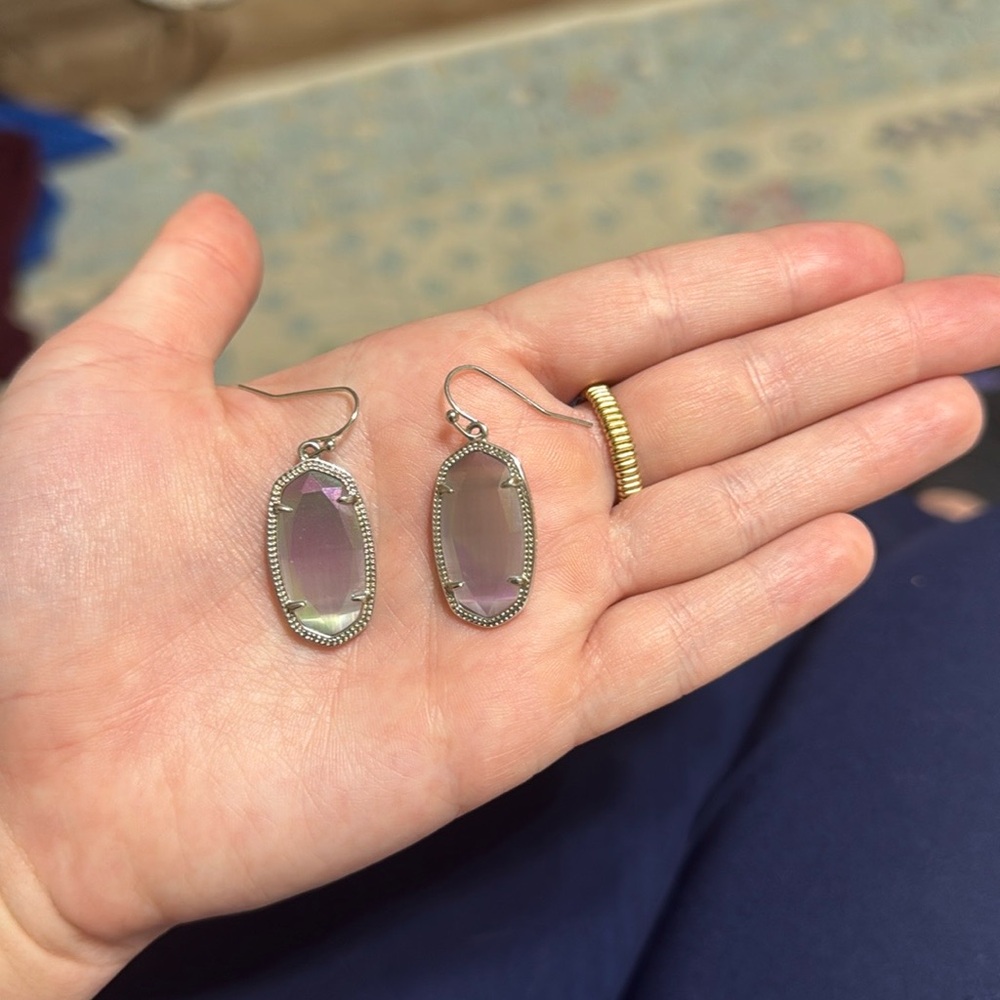 Kendra Scott Silver and Lavender Earrings